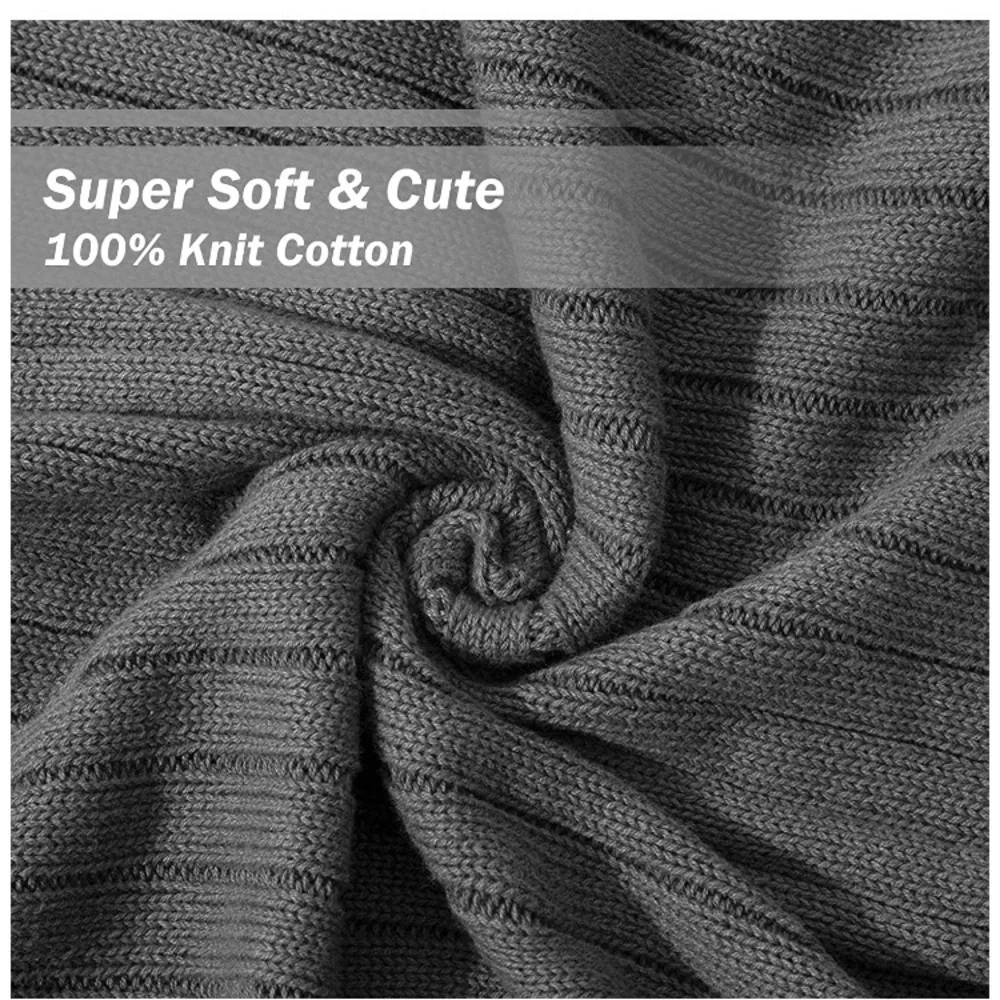 Trendy Dark Grey Pompom Fringe Chic Cozy Soft Throw Blanket/Cover Dorm/Bedroom